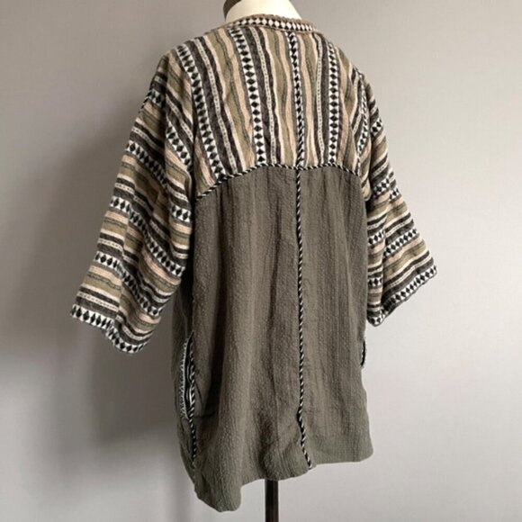 Zara Khaki Green Embroidered Open Kimono Robe Jacket - S/M 🇪🇸 - Picture 7 of 9